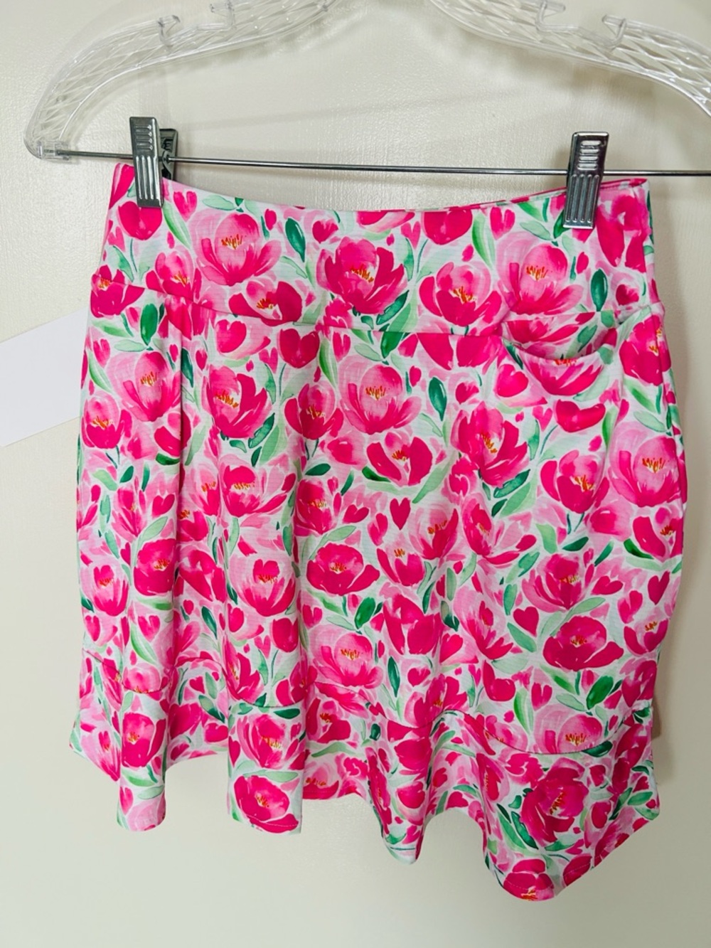 Set of Gottex Pink & White Floral Tulip 1/4 Zip Long Sleeve Top & Matching Skort - Picture 7 of 10